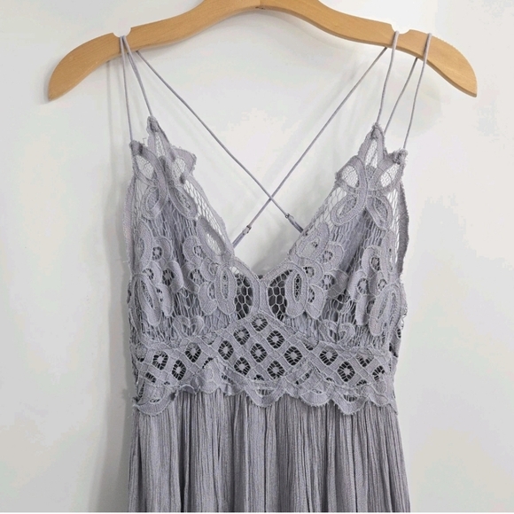 Free People Adella Maxi Slip Dress Crochet Lace Slate‎ Lavender - Picture 5 of 14